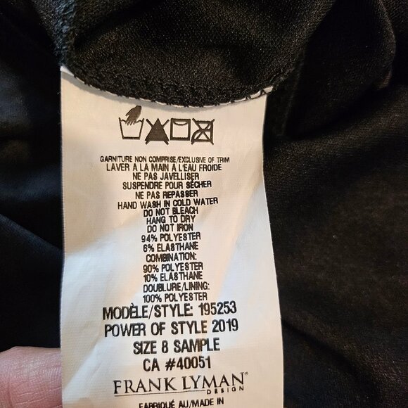 Frank Lyman Design Black Textured Velvet Tunic Top - Size 8 - Picture 9 of 9